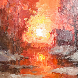 Быков В. А. Красное утро. Холст, масло. Россия. 2020 г.