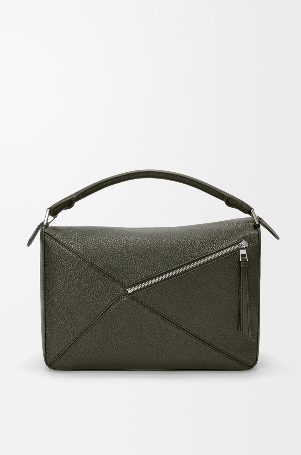 Loewe Большая сумка Puzzle мягкой зернистой телячьей кожи, темный хаки