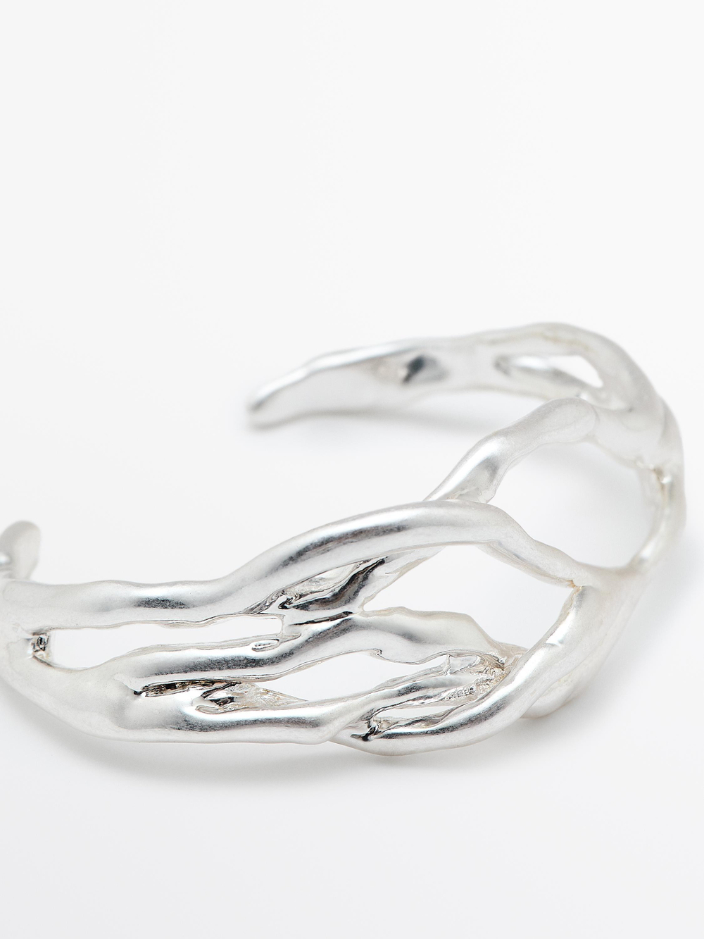 Massimo Dutti Металлический браслет в абстрактном стиле, серебряный