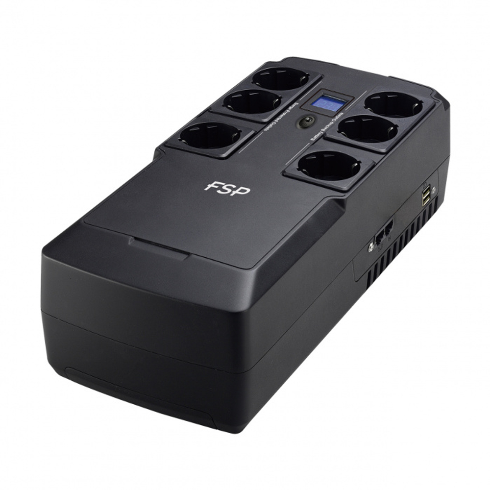 ИБП FSP Nanofit 800 480W/батарея 12V 5Ah/2xUSB charger 5V/1A//RJ45/6 розеток Euro/ЖК-дисплей