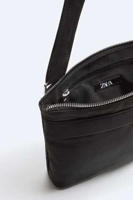 ZARA НЕЙЛОНОВАЯ СУМКА С КАРМАНАМИ, ЧЕРНЫЙ