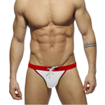 Белые мужские плавки-танга с ярким поясом (Размер: XXXL) (Цвет: белый)