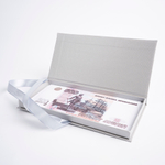 Коробка для денег, Тиснение Микровельвет, Серебристый