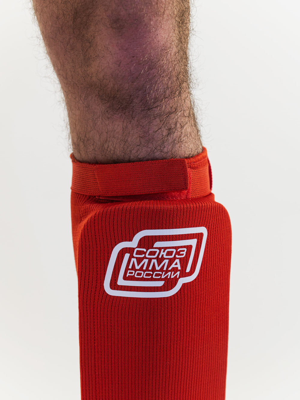 Защита голень-стопа эластичная ткань  TFG Союз ММА Red