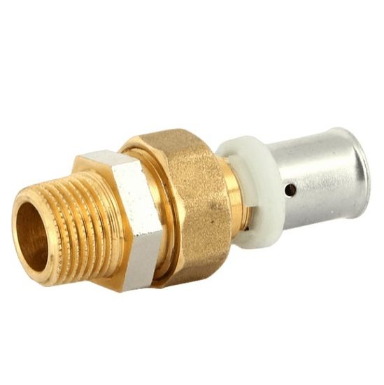 Муфта пресс Uni-Fitt 20x3/4" НР с разъемным соединением для металлопластиковых труб фитинг 715G7300