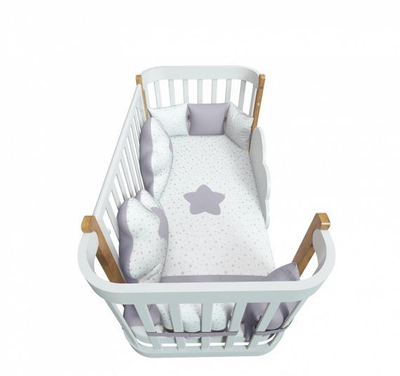 Набор в кровать для новорожденных Lollycottons Облака, Серый