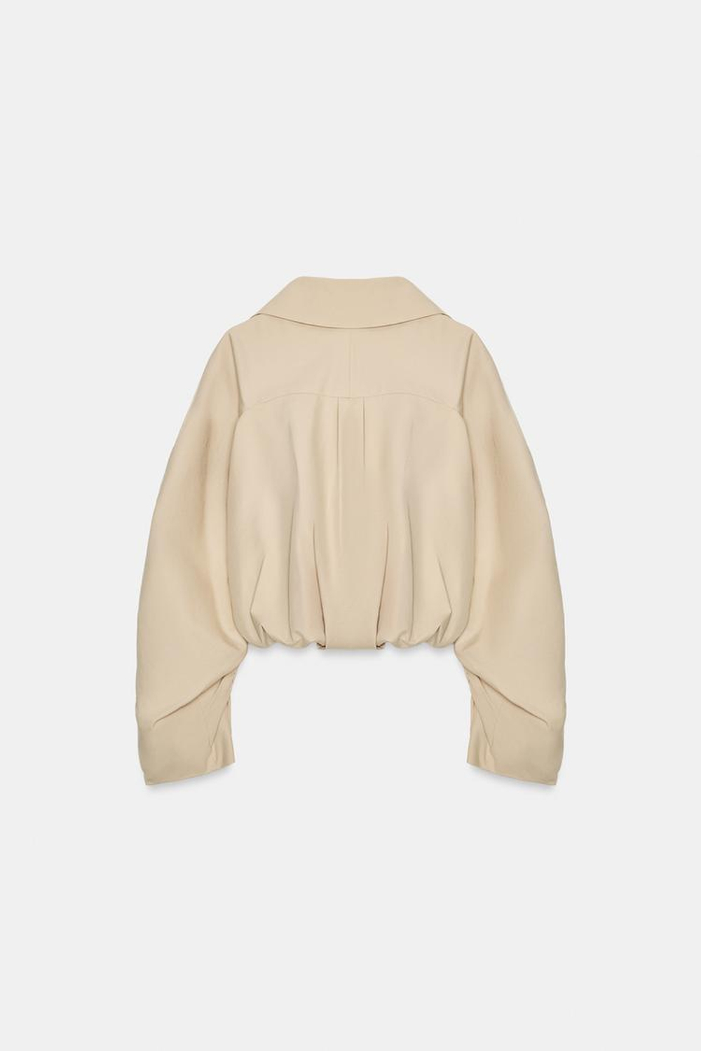 ZARA КОРОТКАЯ КУРТКА-ТРЕНЧ С РЮШАМИ, БЕЖЕВЫЙ