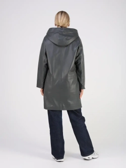 Кожаная куртка демисезонная с капюшоном длинная