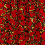 Тонкий шелковистый хлопок в красных оттенках с растительным мотивом