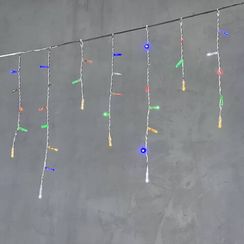 Светодиодная бахрома с колпачком 3,1*0,5 м., 120 разноцветных LED ламп, мерцание, прозрачный провод ПВХ, IP65, LTC (PIL120BLWCAP-10-2M)