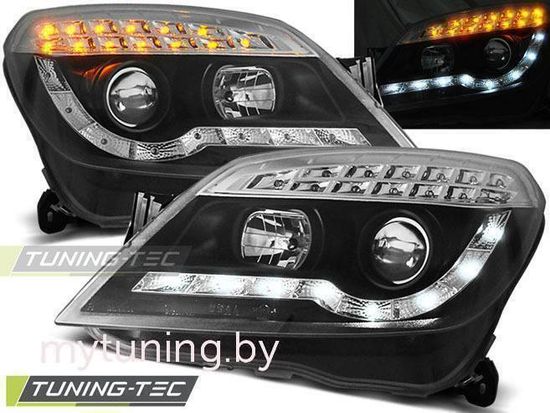 Передние фары daylight black led indicator для Opel Astra H