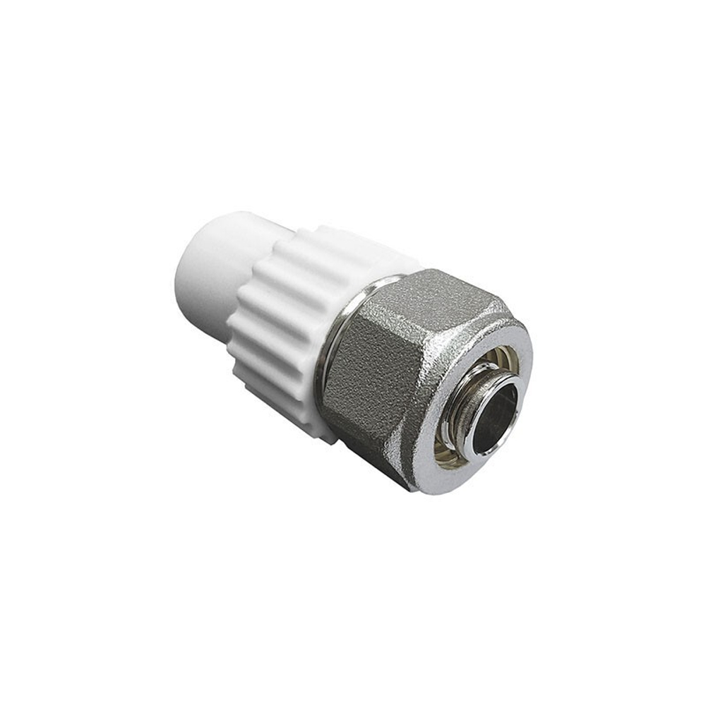 Муфта комбинированная для соединения PPR-PE труб Valfex ''ВАЛФ-РУС'', DN 20x16, PN 25, белая