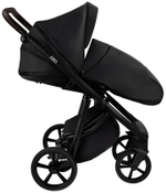 Детская коляска Roan Esso Кожа 3 в 1 с автокреслом Tutis Elo Lux EduSky Black ESSK/210/1 Black /Black/руч.Тем.коричневый