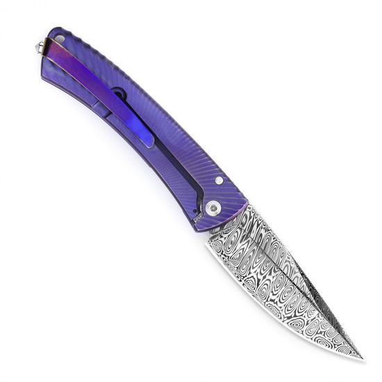 Складной нож Lion Steel "TISPINE" L/TS-1D Diamond c клинком из стали Damasteel, рукоять титан