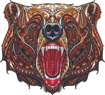 Панно настенное из дерева "Медведь" 40х36 см.