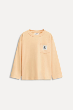 ZARA ФУТБОЛКА С КАРМАНОМ И НАШИВКОЙ 50TH ANNIVERSARY, МАНДАРИНОВЫЙ