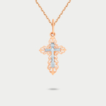 Православный крест без вставки из розового золота 585 пробы (арт. 74020)