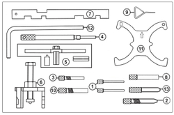Набор фиксаторов распредвала и коленвала (FORD,MAZDA) в кейсе JTC