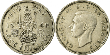 Великобритания 1 шиллинг, 1949 - 1951 Шотландский шиллинг XF