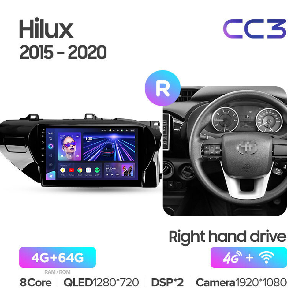 Teyes CC3 10" для Toyota Hilux 2015-2020 (прав)