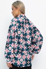 Блуза хлопковая Танец линий (зеленая) Б14857-14М LT Collection