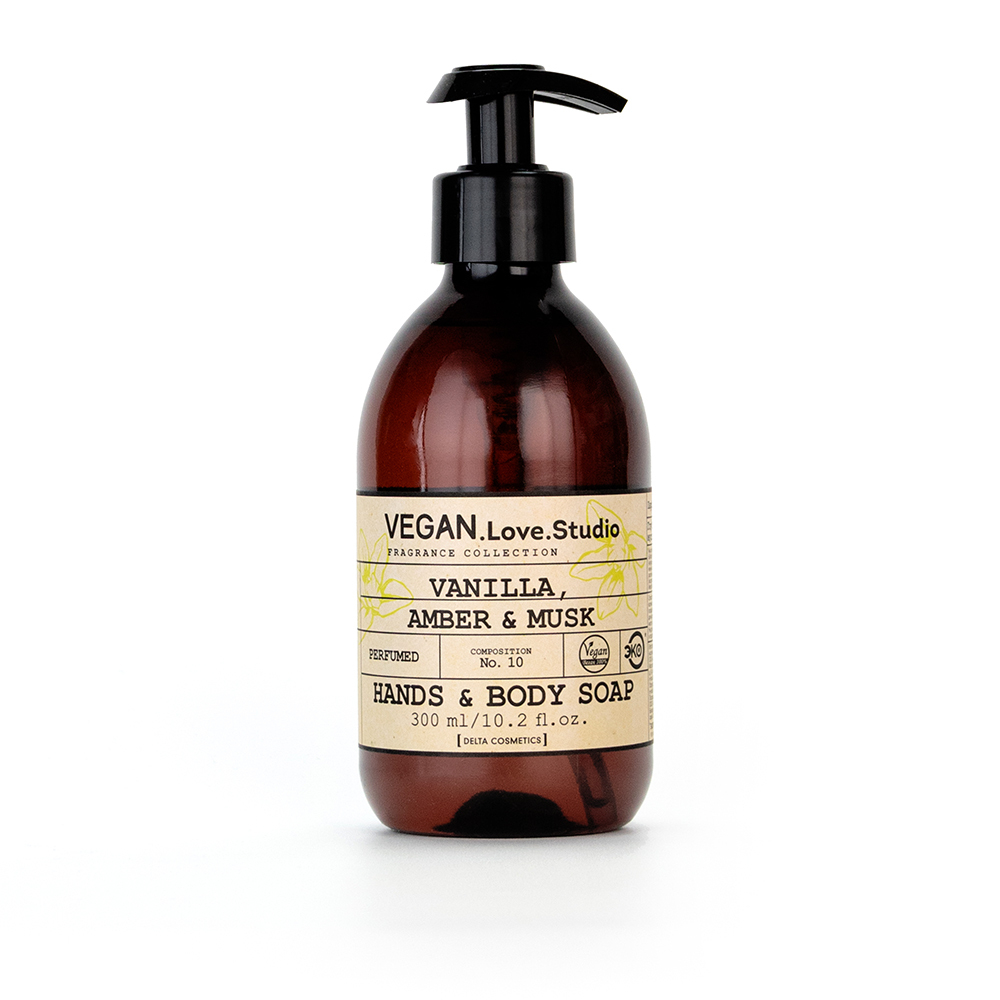 Косметический набор VEGAN.Love.Studio «Vanilla, Amber, Musk» (гель для душа 300 мл + мыло для рук 300 мл)