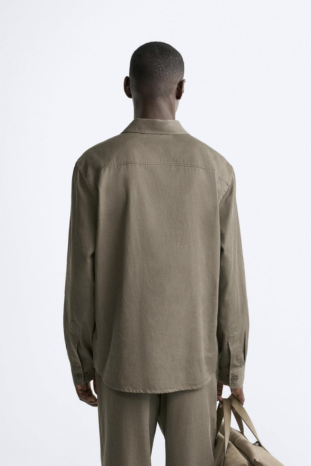 ZARA КУРТКА-РУБАШКА СТРУЯЩЕГОСЯ КРОЯ, СЕРО-КОРИЧНЕВЫЙ