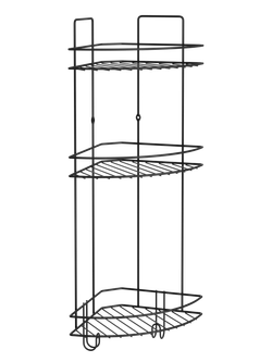 Полка для душа DIWO Тула P.Tu.3/2.mb угловая, подвесная, матовая черная, с крючками, на присосках