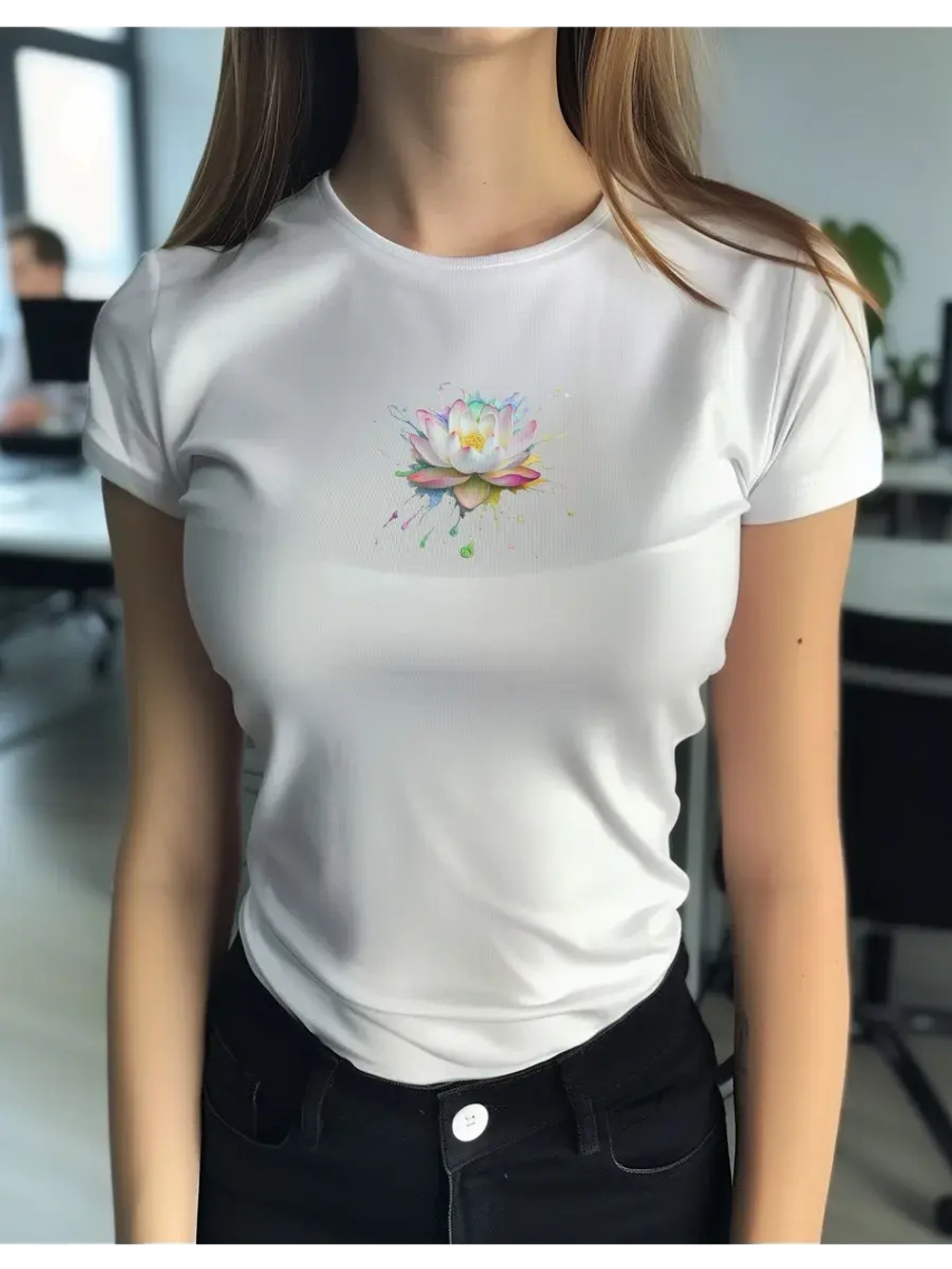 Футболка больших размеров с принтом цветок