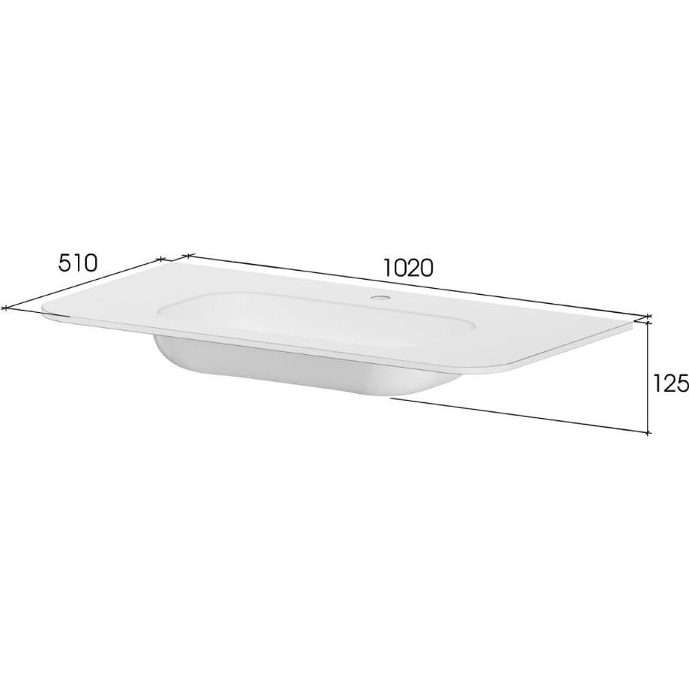 Тумба c раковиной VOI 786-100-MW+782-100-MW 100 см, на 1 отверстие, MATT WHITE