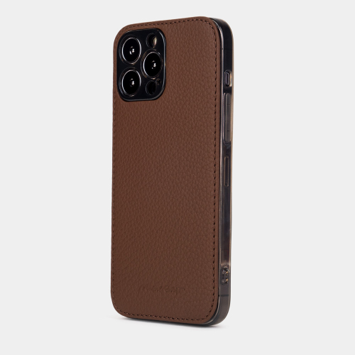 Чехол для iPhone 15 Pro Max из кожи теленка, цвета шоколад