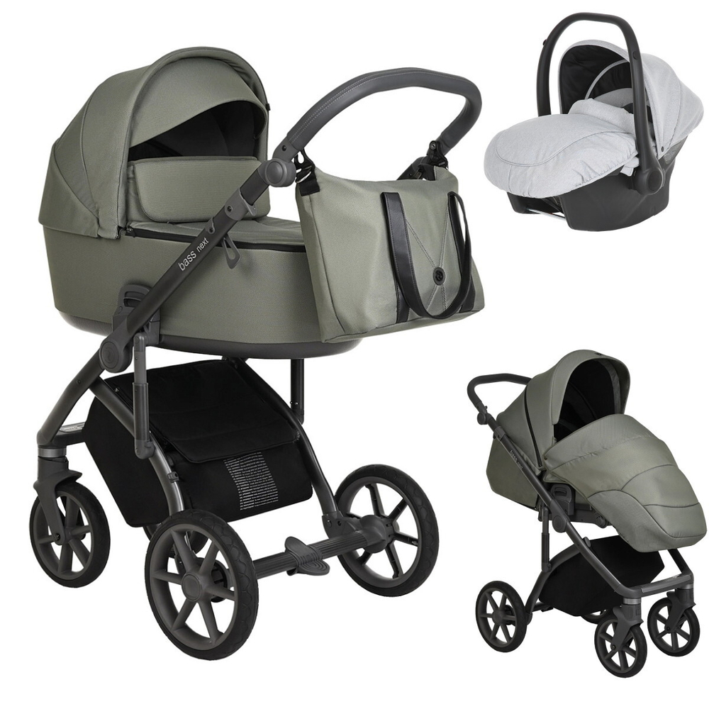 Детская коляска Roan Bass Next 3 в 1 с автокреслом Avionaut Silver Black RN023/1 Misty Mood