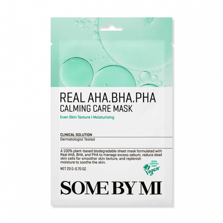 SOME BY MI REAL AHA-BHA-PHA CALMING CARE MASK Успокаивающая тканевая маска для лица с кислотами 20г