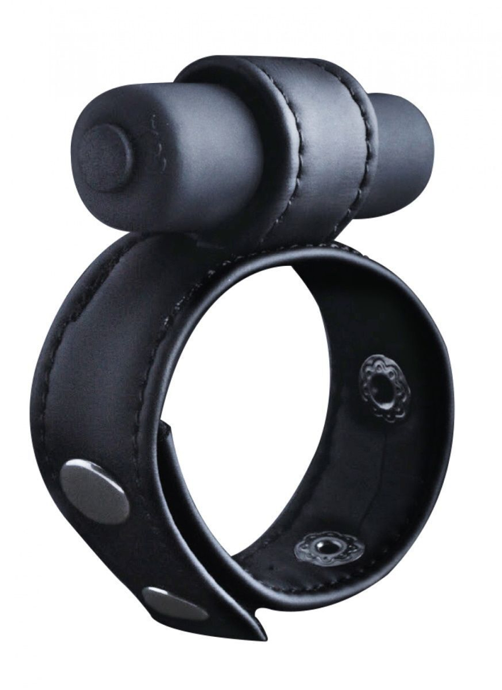 Утяжка на пенис с виброэлементом Leather Cock Ring (Цвет: черный)