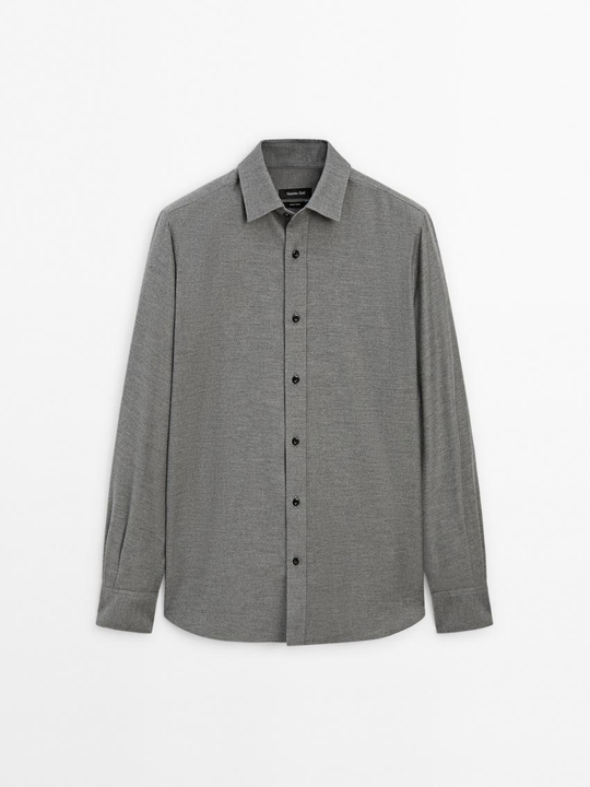 Massimo Dutti Рубашка из 100% хлопкового твила, серый
