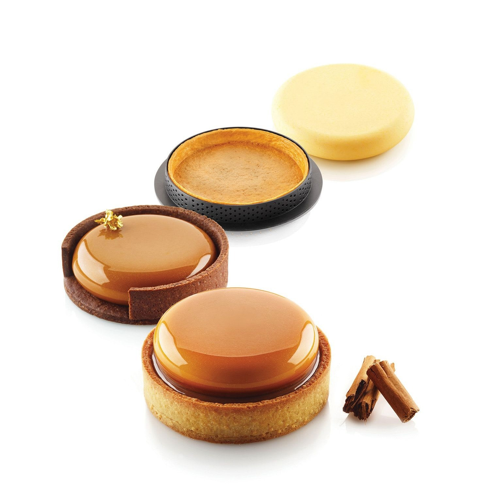Набор силиконовых и перфорированных форм Kit Tarte Ring Round 80 мм, 6 шт, Silikomart, Италия