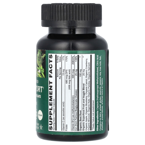 PlantFusion, Vegan Wholefood, поддержка крови, 60 веганских капсул