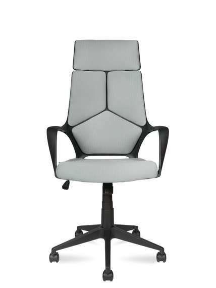 Кресло офисное Норден / Айкью / IQ / черный пластик / светло серая ткань