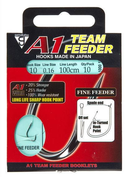 Крючки с поводком Gamakatsu BOOKLET A1 FINE FEEDER разм. 10-0.16мм 100см 10шт.