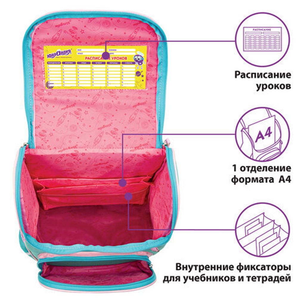 Ранец ЮНЛАНДИЯ "WISE" для начальной школы, Soft paws, 37х29х15 см, 229946