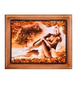 AMB-74/78 Картина «На пляже» (с янтарной крошкой) дер.краш.рамка 12х15