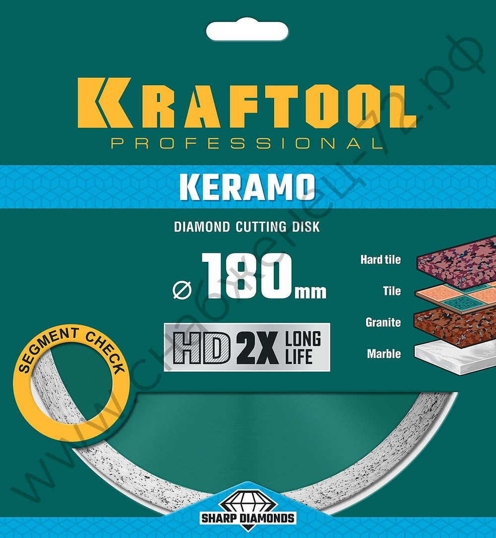 KRAFTOOL KERAMO 180 мм (22.2 мм, 10х2.6 мм), алмазный диск (36684-180)
