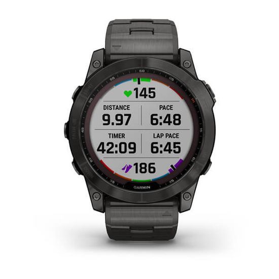Часы Garmin Fenix 7X Sapphire Solar, темносерый DLC титан с титановым браслетом 010-02541-27