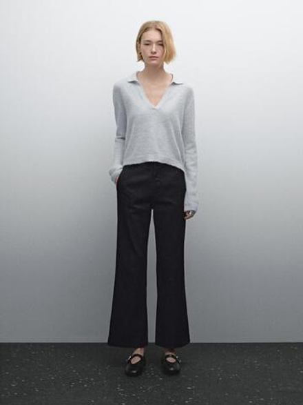 Massimo Dutti Расклешенные джинсы из смесового хлопка, темно-серый