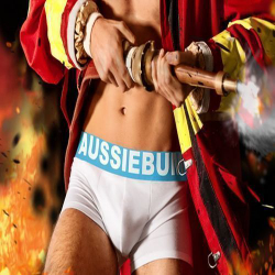 Мужские трусы хипсы белые с бирюзовой резинкой Aussiebum Flame Steam Hipster