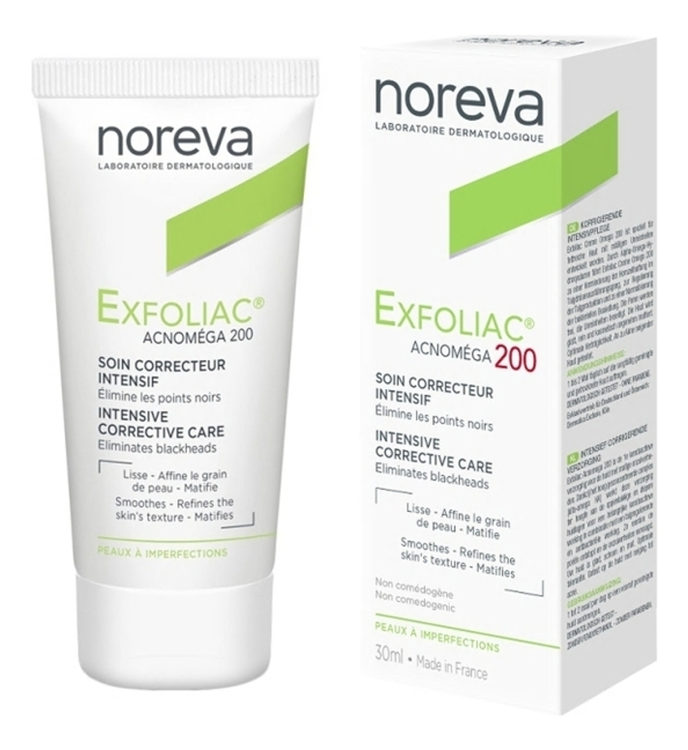 Норева Эксфолиак Интенсивный корректирующий крем для лица Акномега 200 Noreva Exfoliac Acnomega 200 matifying care 30 мл