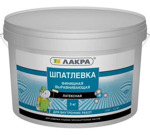 Шпатлевка латексная финишная выравнивающая для гипсокартона 3 кг