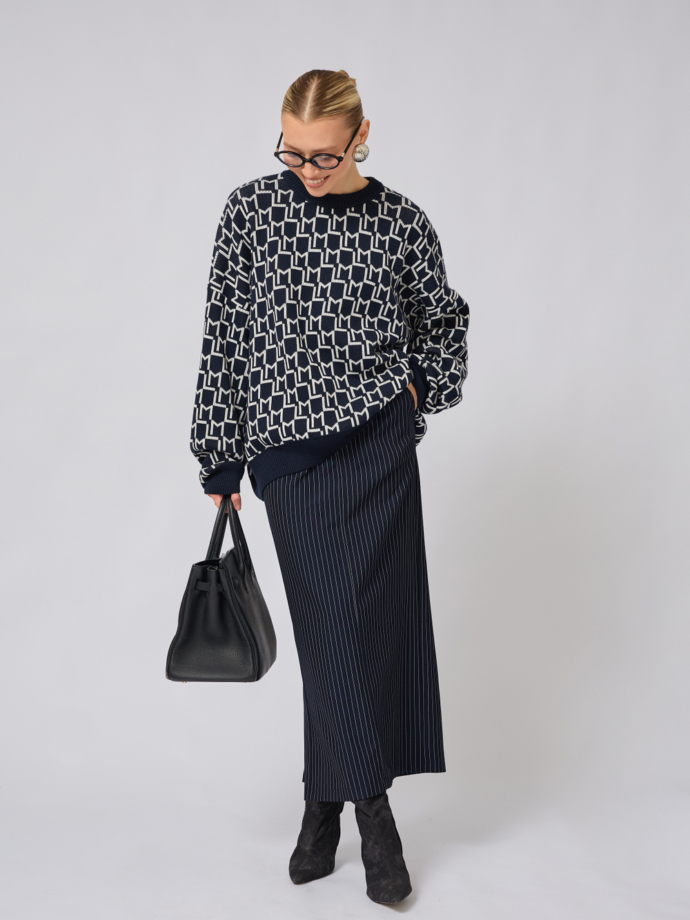 Джемпер оверсайз с логотипом "ML"