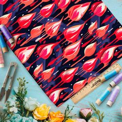 Ткань премиум шелк искусственный Армани фантазийные тюльпаны