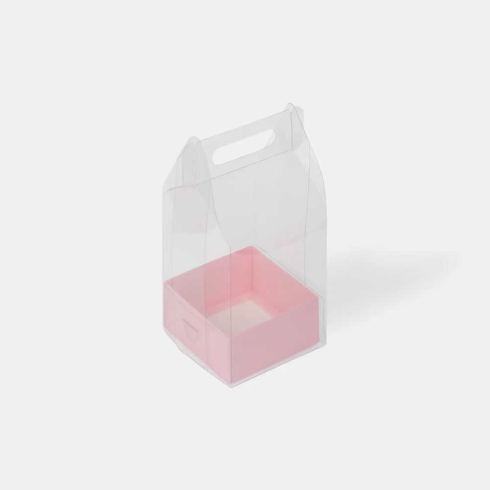 Переноска пластиковая 120*120*200 мм с коробкой (розовый)